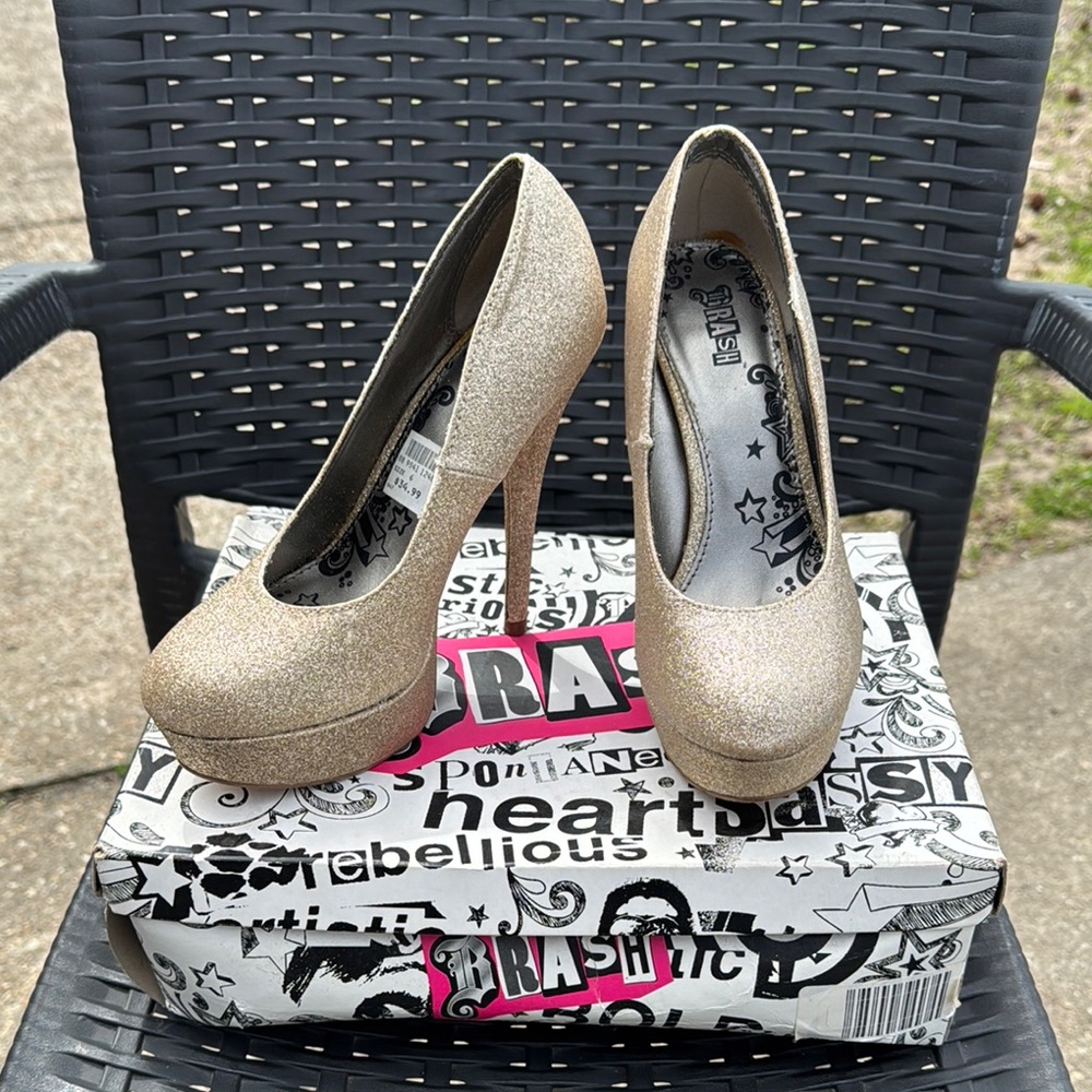Gold Glitter Platform Heels